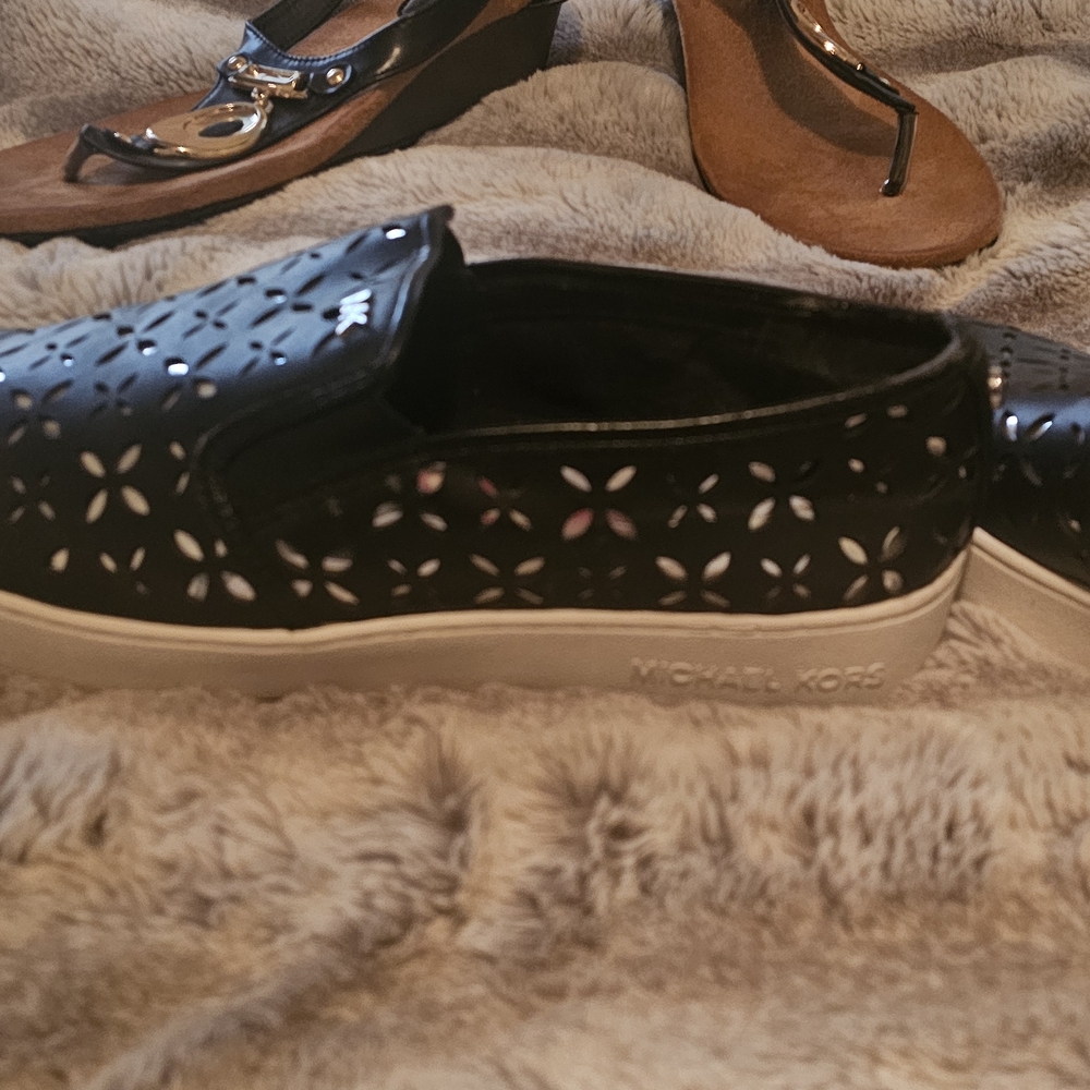 Michael Kors Black Geometric Cutout Flats